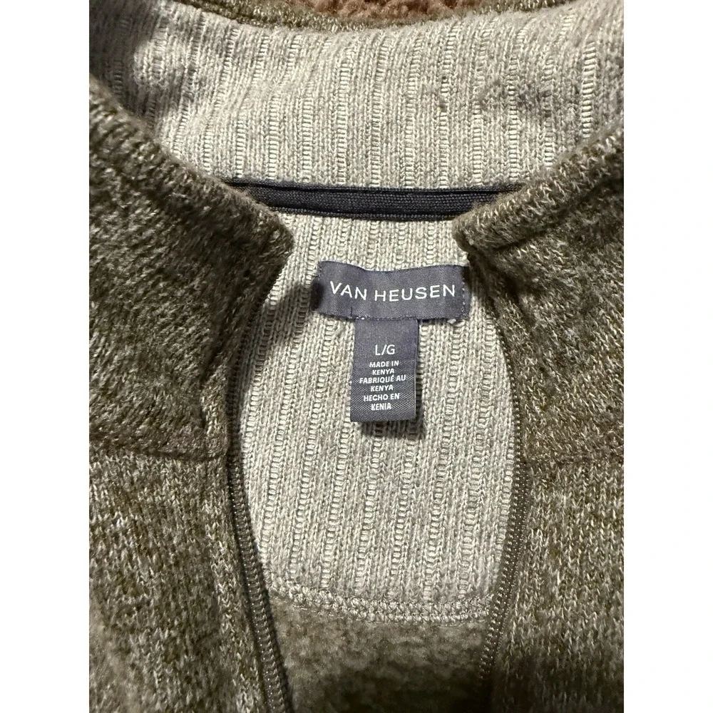 Van Heusen Gray Knit 1/4 Zip Mock Neck Pullover Sweater Men's Long Sleeve Size L